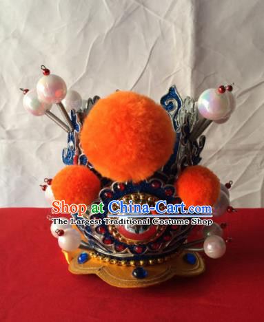Chinese Beijing Opera Niche Blue Hairdo Crown Traditional Peking Opera Prince Headwear for Men