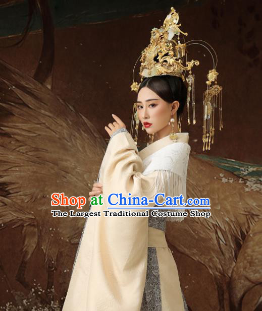 Chinese Ancient Imperial Consort Hanfu Dress Traditional Han Dynasty Court Lady Costumes and Headpiece for Women