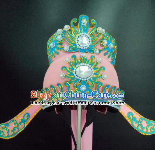 Chinese Beijing Opera Niche Pink Hat Traditional Peking Opera Crown Prince Hair Accessories for Men