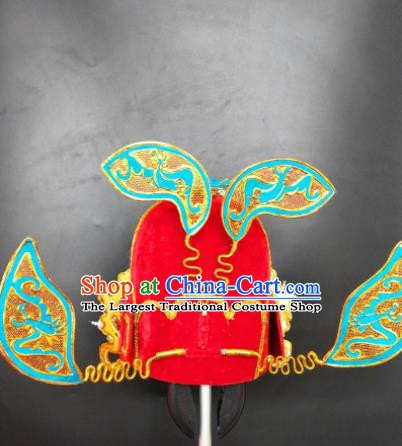 Chinese Beijing Opera Hell God Red Hat Traditional Peking Opera King Hair Accessories for Men