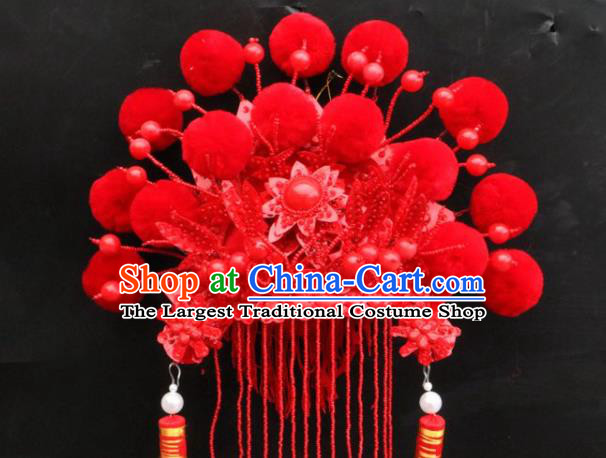 Chinese Beijing Opera Imperial Consort Red Phoenix Coronet Traditional Peking Opera Bride Hat Hair Accessories for Women