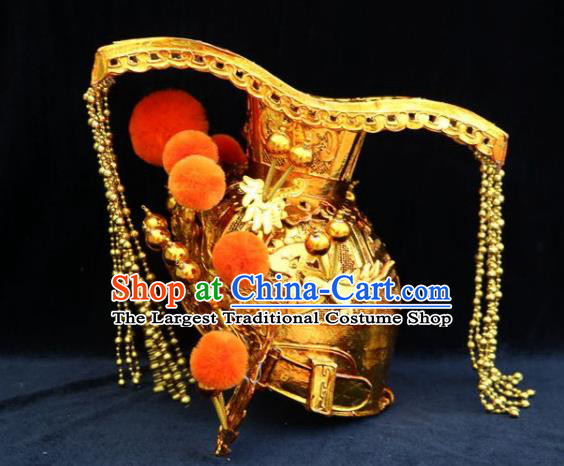 Chinese Beijing Opera God Hat Traditional Peking Opera Emperor Hair Accessories for Men