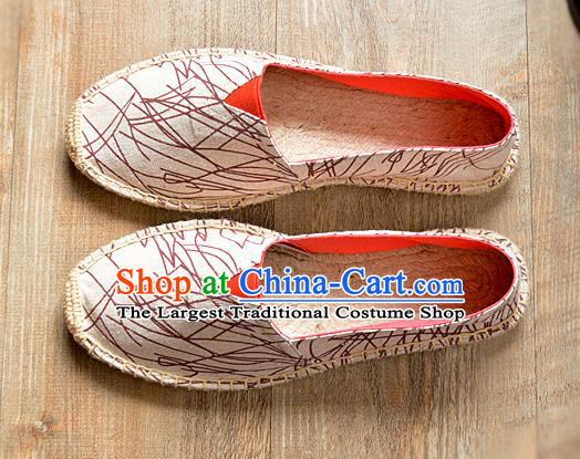 Traditional Chinese Martial Arts White Shoes Handmade Flax Shoes National Multi Layered Cloth Shoes for Men