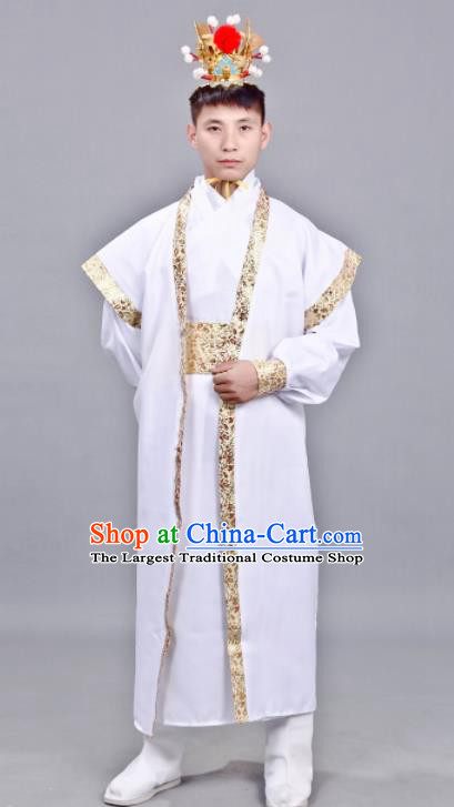 Chinese Ancient Drama Swordsman White Clothing Traditional Song Dynasty Scholar Costume for Men