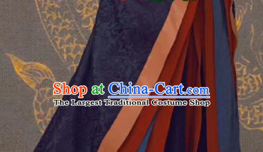 Chinese Ancient Court Queen Mother Black Dress Traditional Qin Dynasty Empress Dowager Costumes and Headpiece for Women