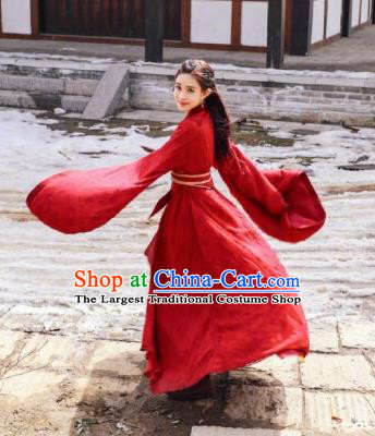 Ancient Chinese Drama Ever Night Traditional Tang Dynasty Taoism Swordsman Ye Hongyu Red Costumes for Women