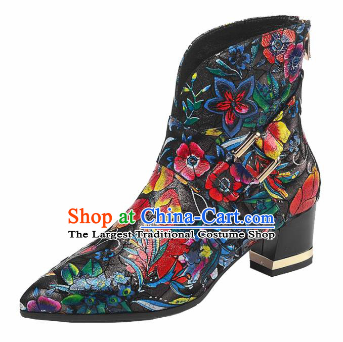 Traditional Chinese Handmade Ankle Boos National High Heel Shoes for Women