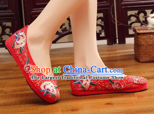 Traditional Chinese Handmade Embroidered Red Shoes Hanfu Shoes National Cloth Shoes for Women