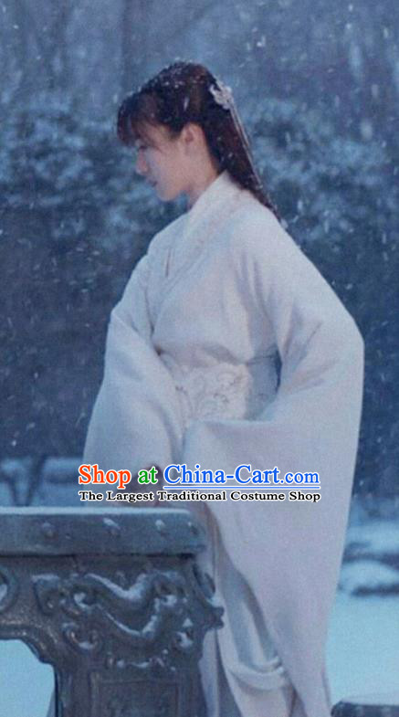 Ever Night Ancient Chinese Drama Traditional Tang Dynasty Royal Princess Mo Shanshan White Costumes for Women