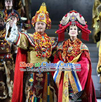 Chinese Princess Wencheng and Srongtsen Gampo Stage Performance Dance Costumes for Women for Men