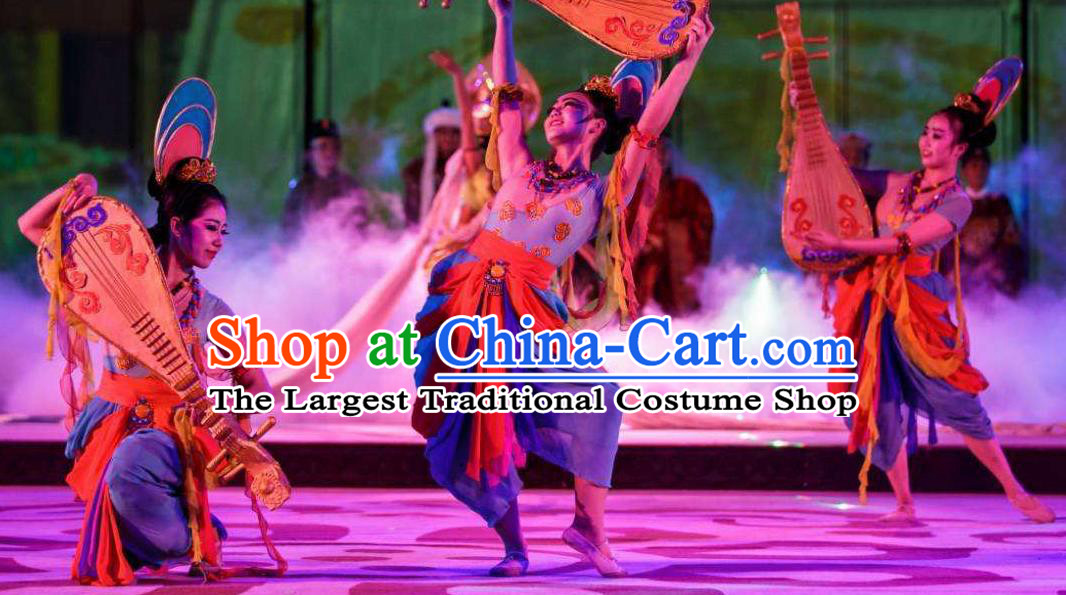 Chinese Chang An Impression Ancient Tang Dynasty Classical Dance Dress Stage Performance Costume and Headpiece for Women