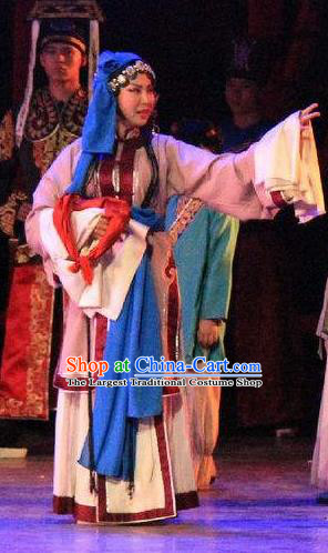 Chinese Back to Song Dynasty Civilian Dance Dress Peking Opera Qin Xianglian Stage Performance Costume and Headpiece for Women