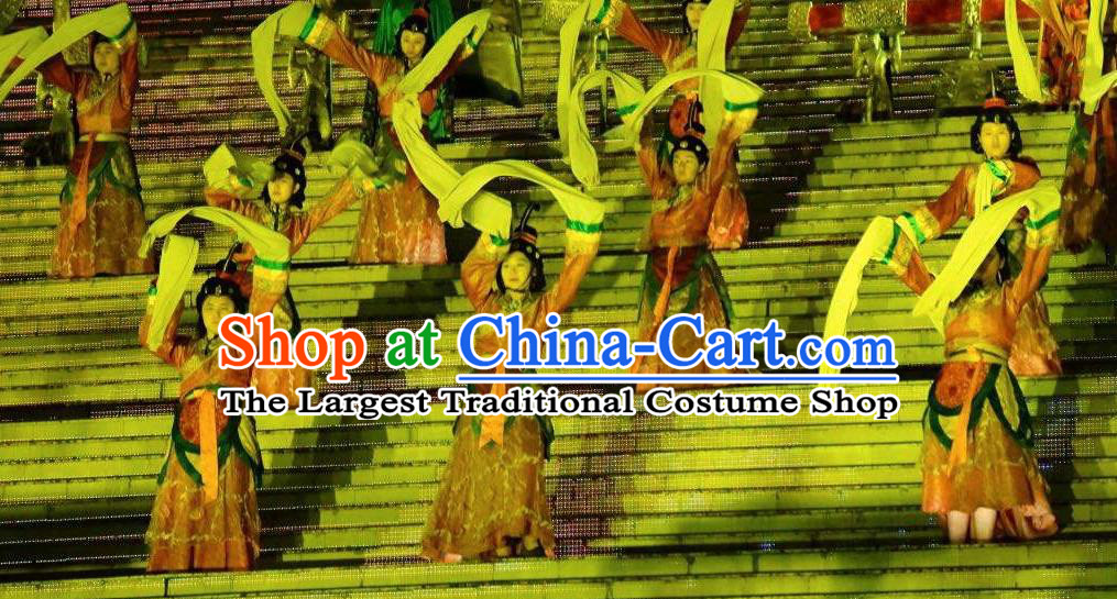 Chinese Mount Tai Worship Ceremony Han Dynasty Classical Dance Dress Stage Performance Costume for Women