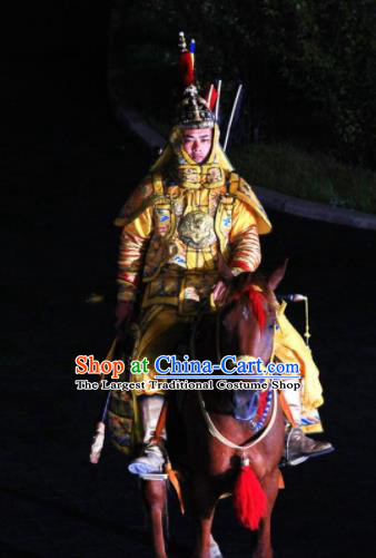 Chinese Kangxi Ceremony Qin Dynasty Emperor Xuanye Body Armor Stage Performance Costume for Men