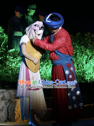 Chinese Dushan Ceremony Bouyei Nationality Stage Performance Dance Costumes for Women for Men