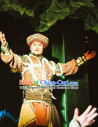 Chinese Encounter Lijiang Zhuang Ethnic King Dance Clothing Stage Performance Costume for Men