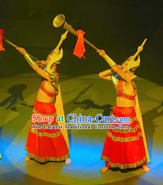 Chinese Lishui Jinsha Nationality Dance Red Clothing Ethnic Stage Performance Costume for Men