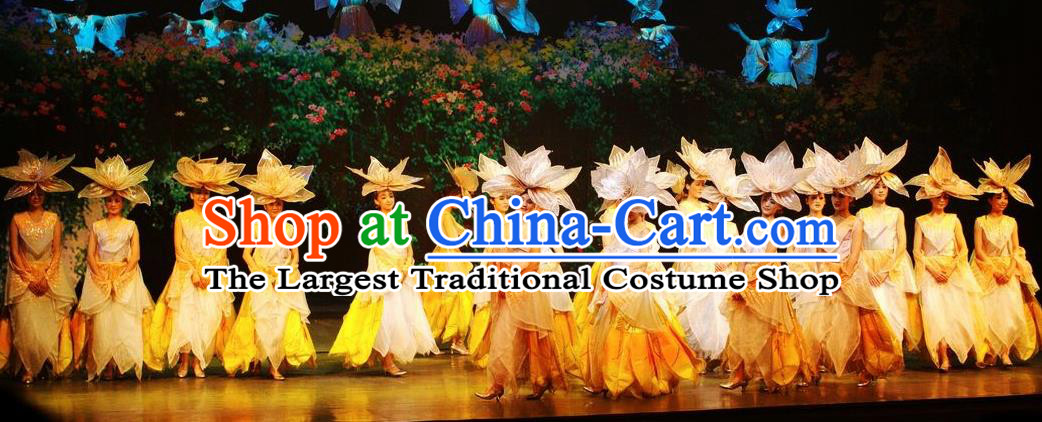 Chinese Lishui Jinsha Classical Dance Dress Stage Performance Costume and Headpiece for Women