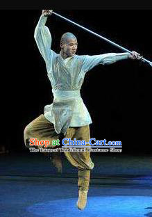 Chinese the Legends of Kung Fu Dance Monk Clothing Stage Performance Costume for Men