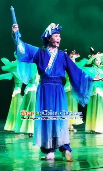 Chinese Picturesque Huizhou Opera Ancient Scholar Dong Yong Clothing Stage Performance Dance Costume for Men