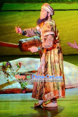 Chinese The Moon Rising On The Helan Mountain Hui Nationality Landlord Dance Clothing Stage Performance Costume for Men