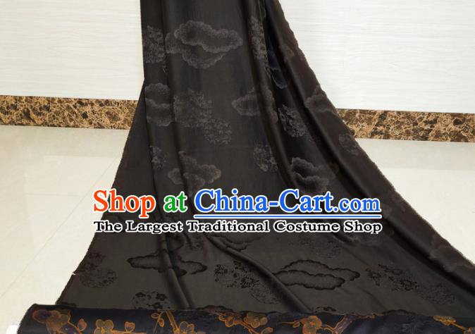 Traditional Chinese Classical Plum Blossom Pattern Black Gambiered Guangdong Gauze Silk Fabric Ancient Hanfu Dress Silk Cloth
