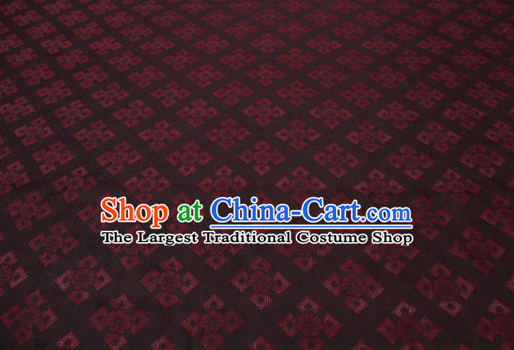 Traditional Chinese Classical Pattern Dark Red Gambiered Guangdong Gauze Silk Fabric Ancient Hanfu Dress Silk Cloth