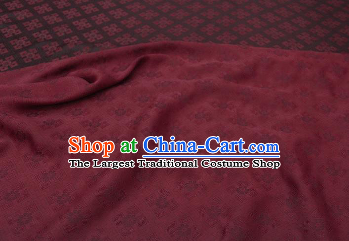 Traditional Chinese Classical Pattern Dark Red Gambiered Guangdong Gauze Silk Fabric Ancient Hanfu Dress Silk Cloth
