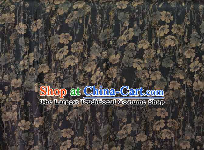 Traditional Chinese Classical Pattern Navy Gambiered Guangdong Gauze Silk Fabric Ancient Hanfu Dress Silk Cloth
