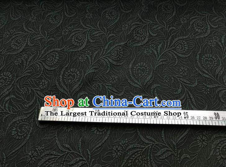 Traditional Chinese Classical Pattern Atrovirens Gambiered Guangdong Gauze Silk Fabric Ancient Hanfu Dress Silk Cloth