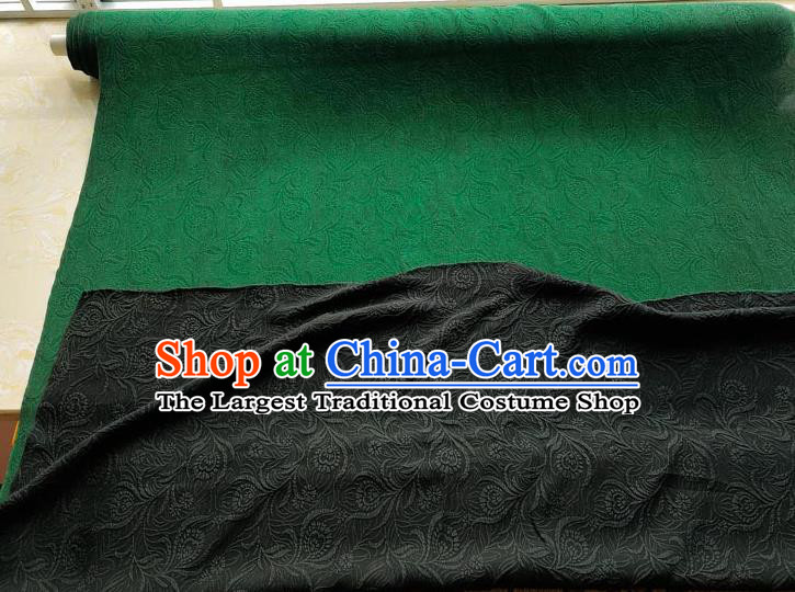 Traditional Chinese Classical Pattern Atrovirens Gambiered Guangdong Gauze Silk Fabric Ancient Hanfu Dress Silk Cloth