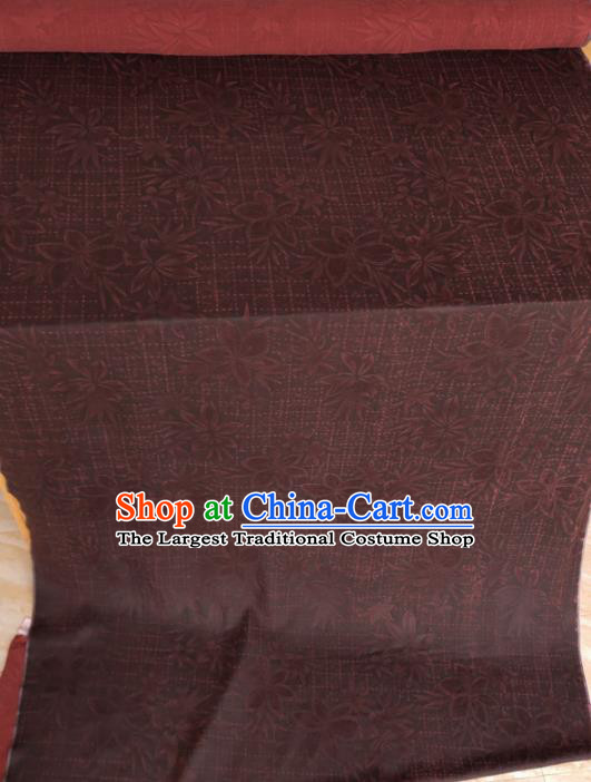 Traditional Chinese Classical Pattern Rust Red Gambiered Guangdong Gauze Silk Fabric Ancient Hanfu Dress Silk Cloth