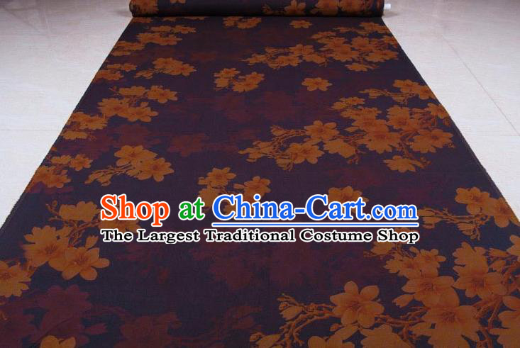Traditional Chinese Classical Magnolia Pattern Deep Purple Gambiered Guangdong Gauze Silk Fabric Ancient Hanfu Dress Silk Cloth