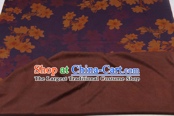 Traditional Chinese Classical Magnolia Pattern Deep Purple Gambiered Guangdong Gauze Silk Fabric Ancient Hanfu Dress Silk Cloth