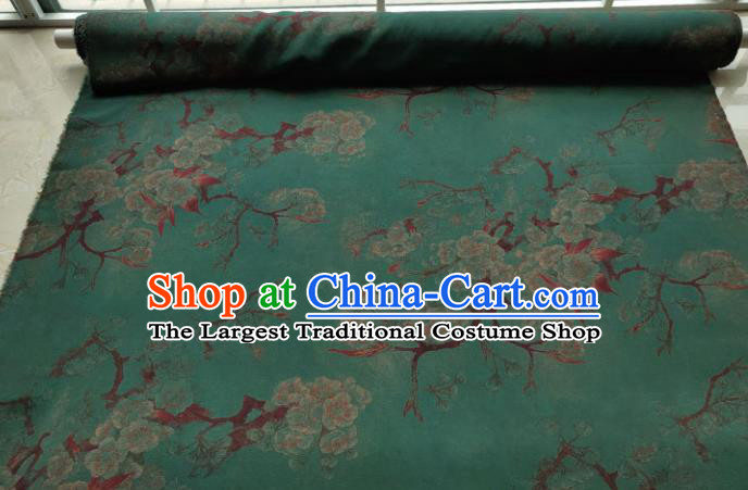 Traditional Chinese Classical Pear Flowers Pattern Deep Green Gambiered Guangdong Gauze Silk Fabric Ancient Hanfu Dress Silk Cloth