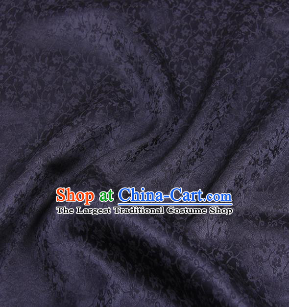 Traditional Chinese Classical Plum Pattern Black Gambiered Guangdong Gauze Silk Fabric Ancient Hanfu Dress Silk Cloth