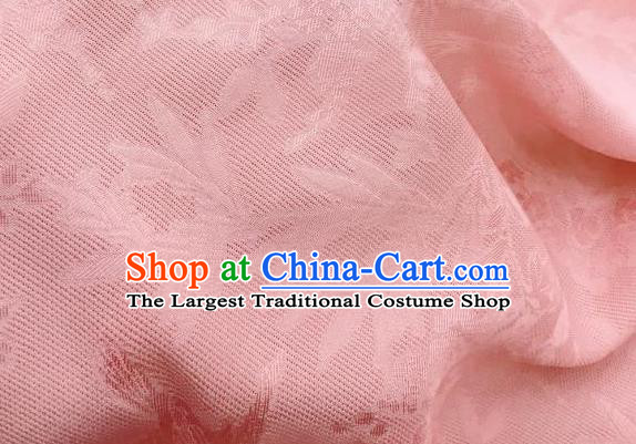 Traditional Chinese Classical Plum Blossom Pattern Pink Silk Fabric Ancient Hanfu Dress Brocade Cloth