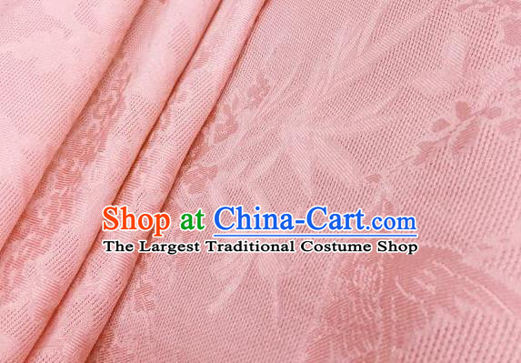 Traditional Chinese Classical Plum Blossom Pattern Pink Silk Fabric Ancient Hanfu Dress Brocade Cloth