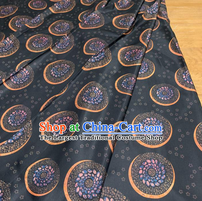 Chinese Classical Pattern Navy Silk Fabric Traditional Ancient Hanfu Dress Brocade Cloth
