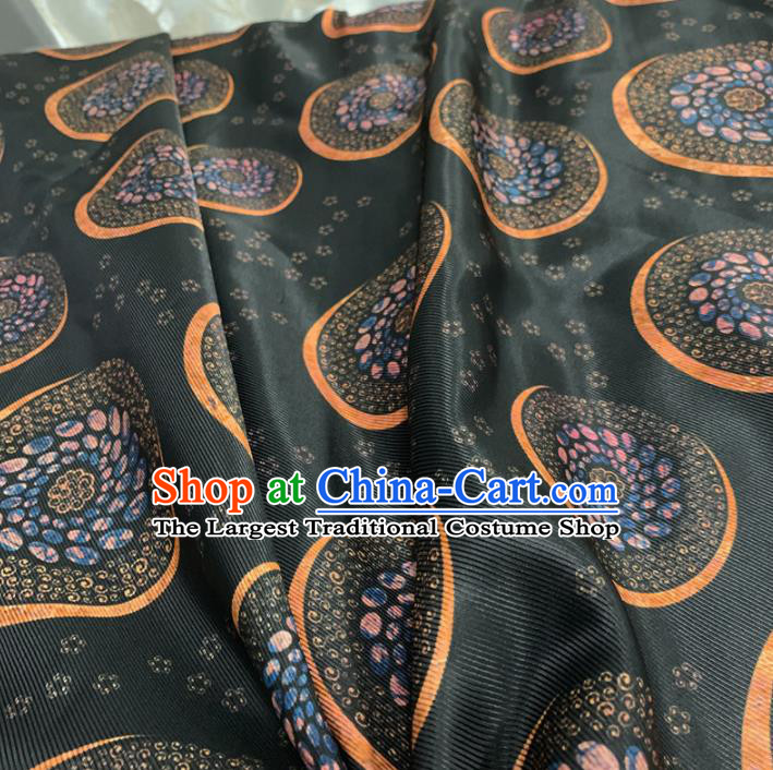 Chinese Classical Pattern Navy Silk Fabric Traditional Ancient Hanfu Dress Brocade Cloth