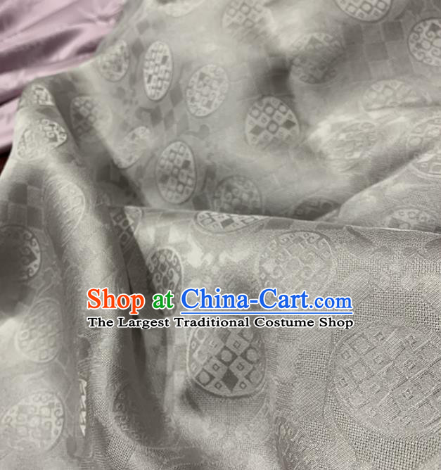 Chinese Classical Pattern Light Grey Silk Fabric Traditional Ancient Hanfu Dress Brocade Cloth