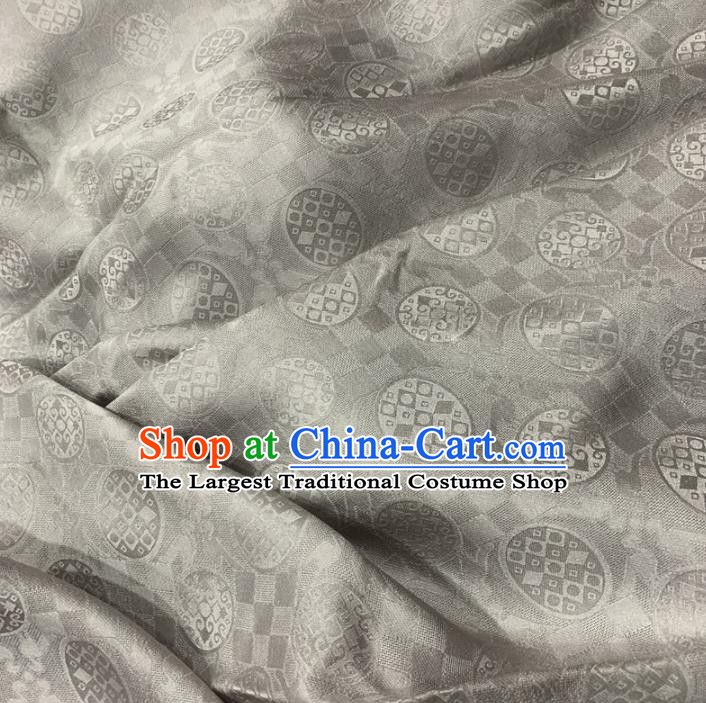 Chinese Classical Pattern Light Grey Silk Fabric Traditional Ancient Hanfu Dress Brocade Cloth