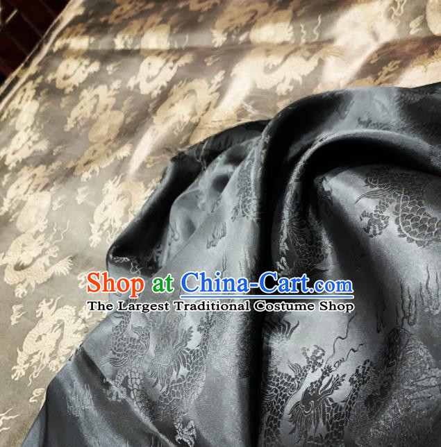 Chinese Classical Dragons Pattern Bronze Silk Fabric Traditional Ancient Hanfu Dress Brocade Cloth