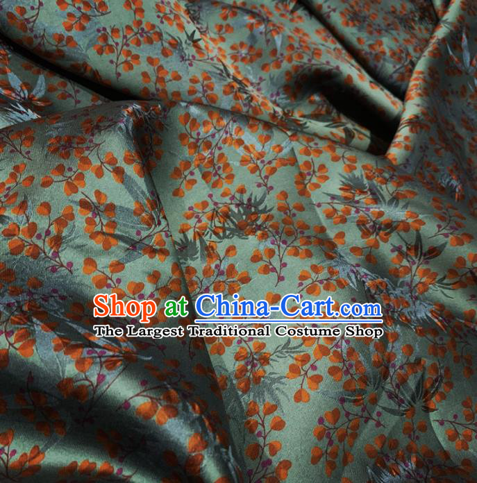 Chinese Classical Bamboo Leaf Pattern Light Green Silk Fabric Traditional Ancient Hanfu Dress Brocade Cloth