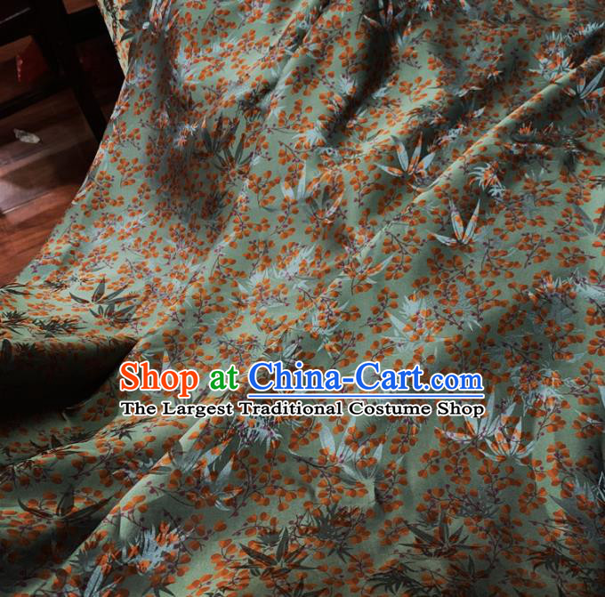 Chinese Classical Bamboo Leaf Pattern Light Green Silk Fabric Traditional Ancient Hanfu Dress Brocade Cloth