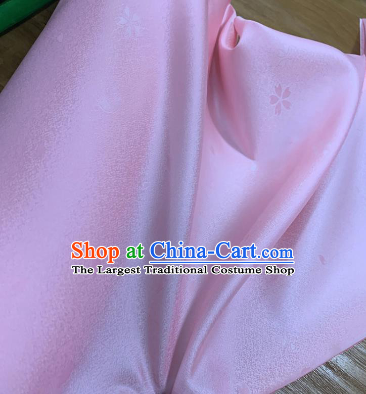Chinese Classical Sakura Pattern Pink Silk Fabric Traditional Ancient Hanfu Dress Brocade Cloth