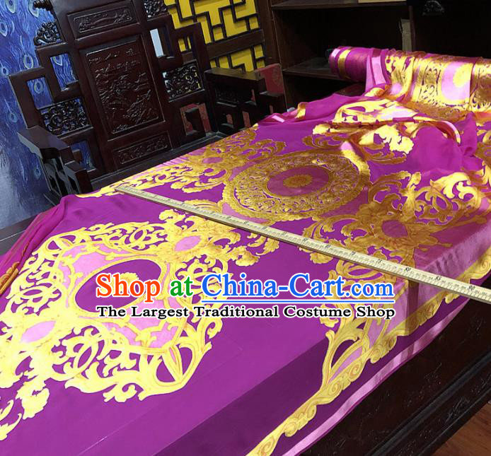 Chinese Classical Pattern Purple Silk Fabric Traditional Ancient Hanfu Dress Brocade Cloth