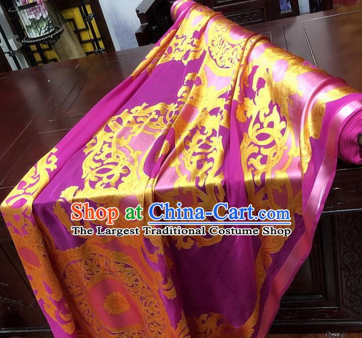Chinese Classical Pattern Purple Silk Fabric Traditional Ancient Hanfu Dress Brocade Cloth