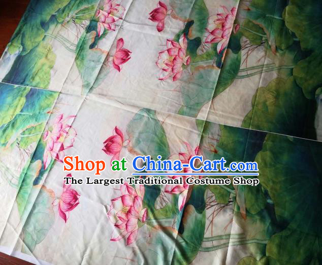 Chinese Classical Lotus Pattern Silk Fabric Traditional Ancient Hanfu Dress Brocade Cloth