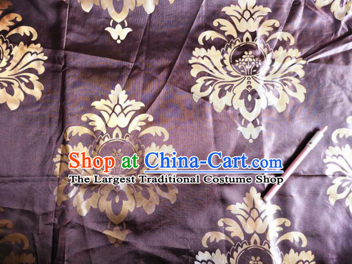 Chinese Classical Pattern Deep Purple Silk Fabric Traditional Ancient Hanfu Dress Brocade Cloth